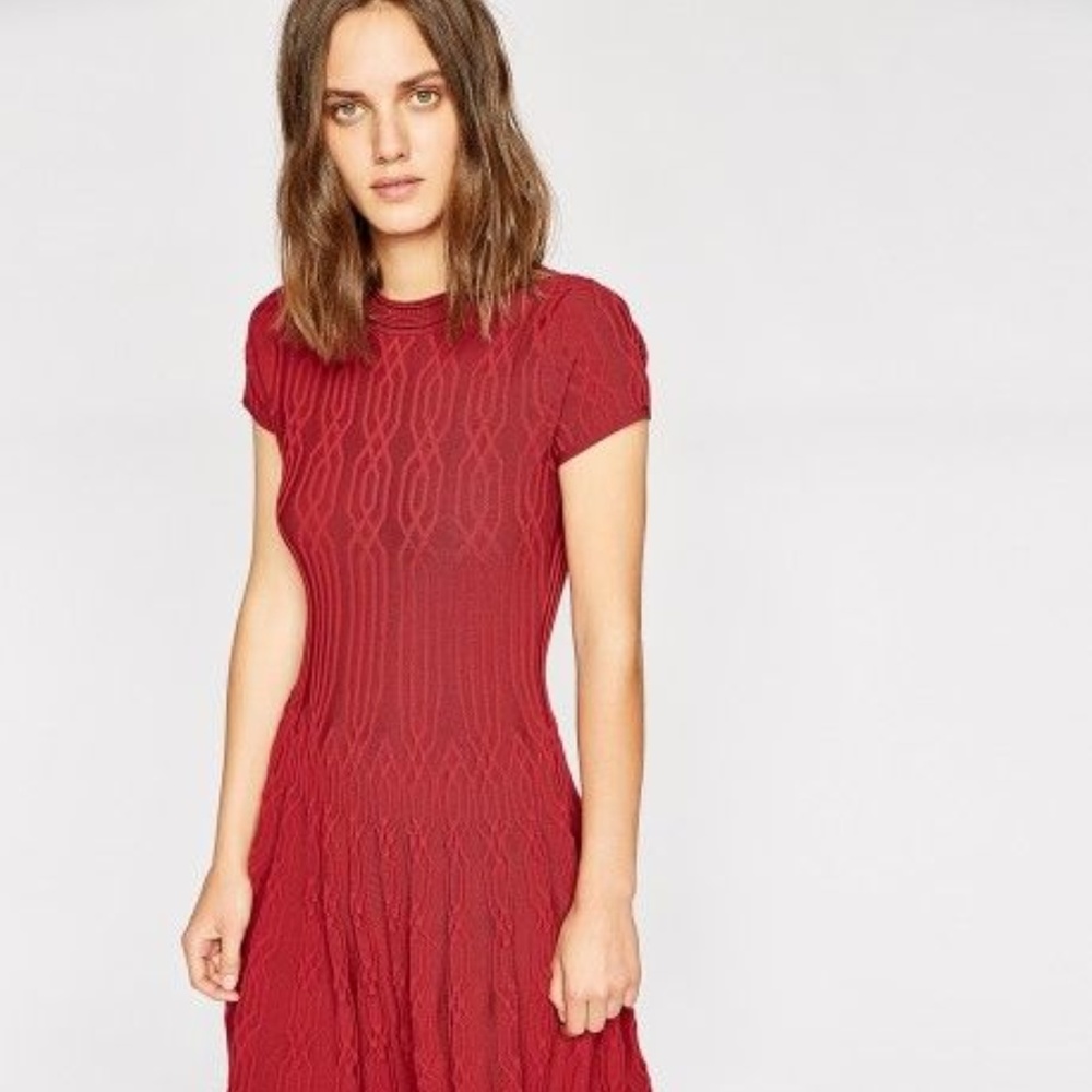 The Kooples NWT Red Knit Dress with Jacquard Motif